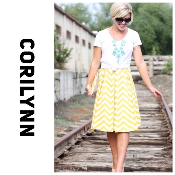 Corilynn Dresses & Skirts - 💕SALE💕 Corilynn Pleated Yellow Chevron Skirt